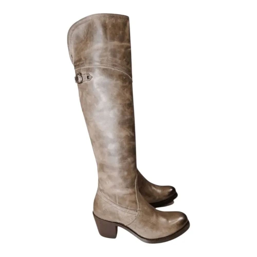 FRYE Jane Distressed Leather Over The Knee Boot Size 5.5B